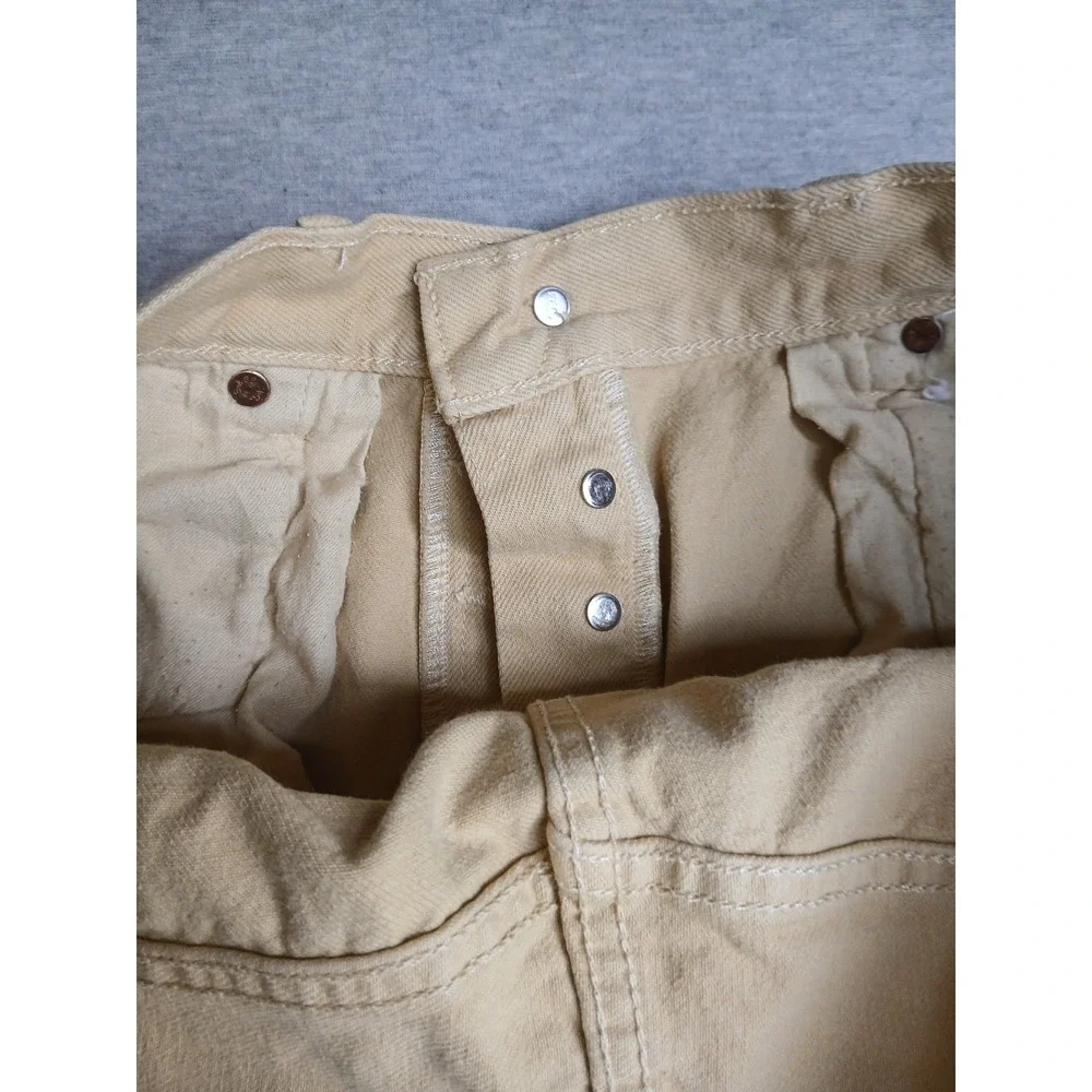 Levis 32x36 Jeans 501 Khaki Medium Wash Straight Leg Button Fly Western Cowboy